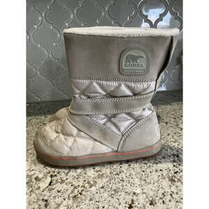 Sorel Glacy Womens Sz 8.5 Boots Beige Snow Winter Fleece Lining Waterproof